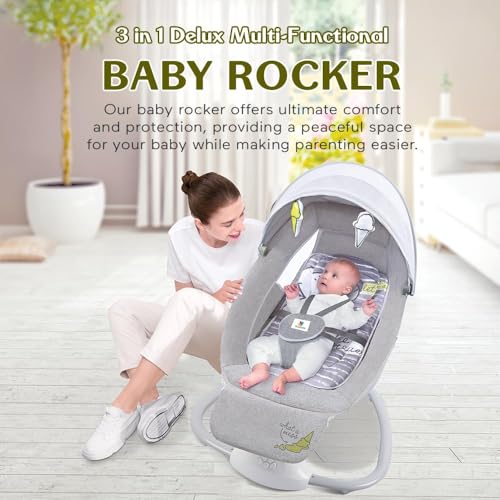 StarAndDaisy X Mastela 3 in 1 Swing Rocker Automatic for New Born Baby 0 to 18 Month Girl & Boy with 4- Swing Modes, Multi Backrest Adjustment - Ice Cream - Image 2
