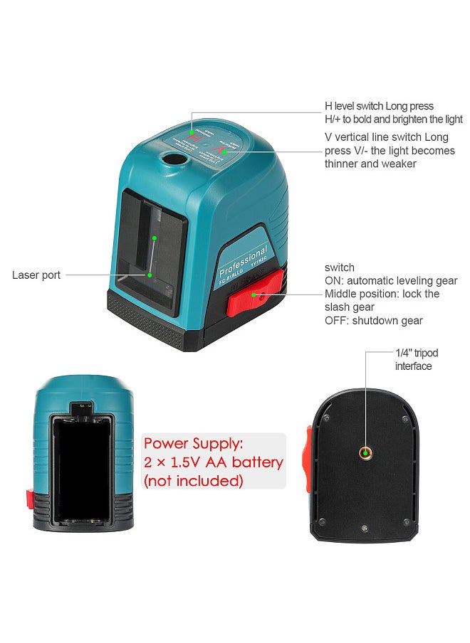 Generic Laser Leveller Self-Levelling Laser Leveller with Green Light Cross Lines Laser Vertical and Horizontal Line Laser Strength Adjustment Tool for Picture Hanging and DIY Application, Battery And bubble Not Included FC-818LLR  - Image 3