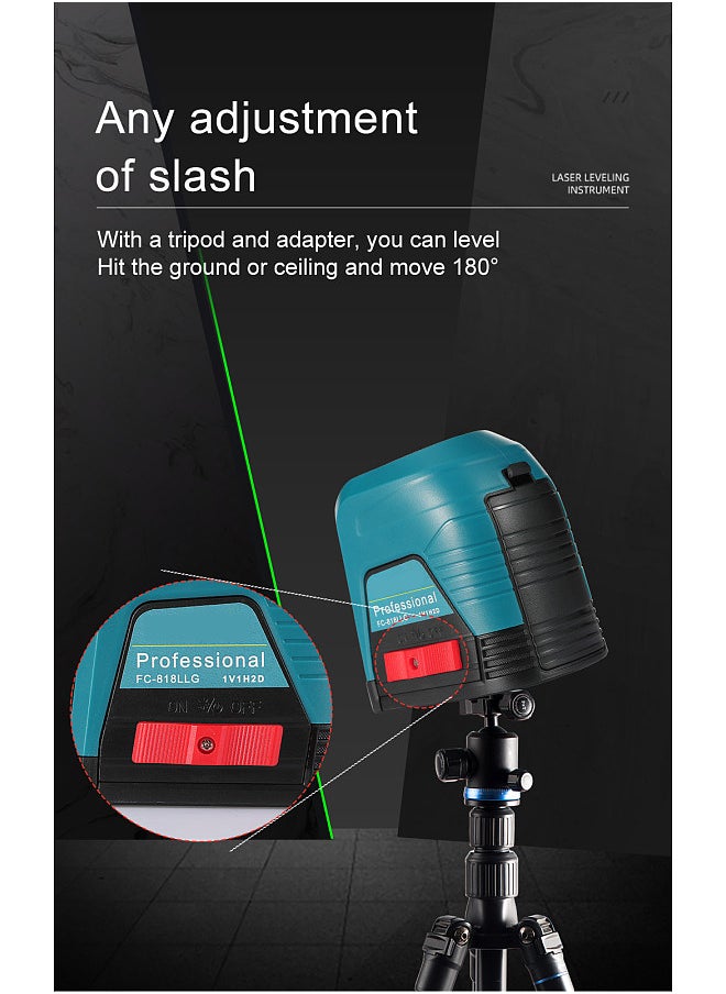 Generic - Laser Leveller Self-Levelling Laser Leveller with Green Light Cross Lines Laser Vertical and Horizontal Line Laser Strength Adjustment Tool for Picture Hanging and DIY Application, Battery And bubble Not Included FC-818LLR - Image 1