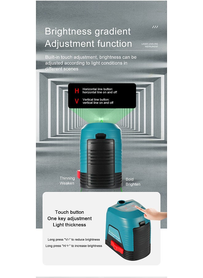 Generic Laser Leveller Self-Levelling Laser Leveller with Green Light Cross Lines Laser Vertical and Horizontal Line Laser Strength Adjustment Tool for Picture Hanging and DIY Application, Battery And bubble Not Included FC-818LLR  - Image 4