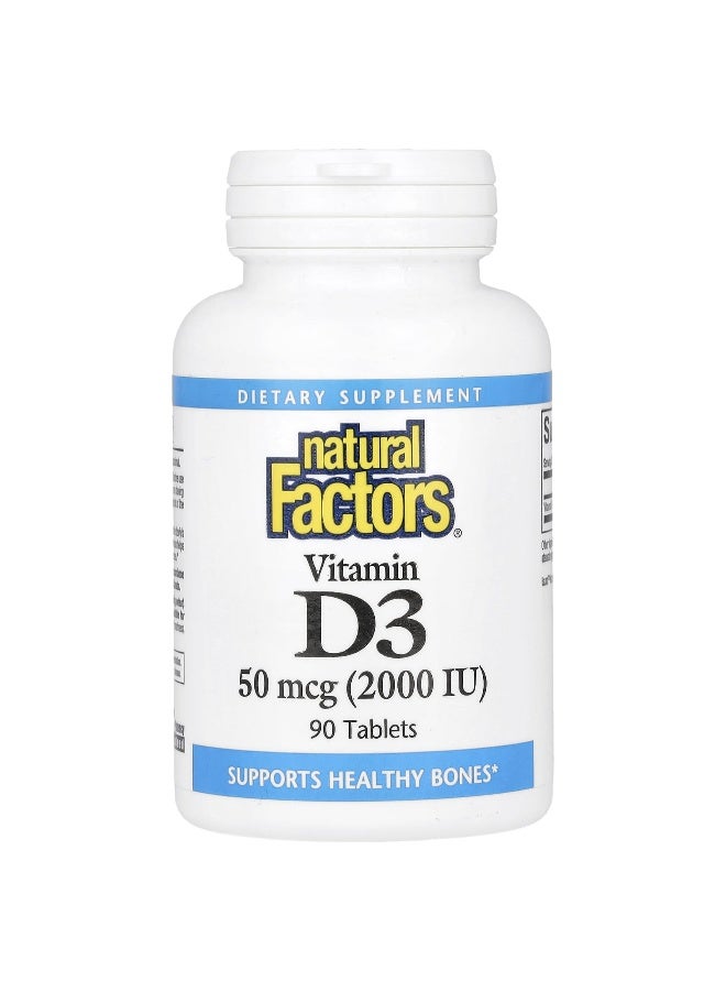 natural Factors Natural Factors, Vitamin D3, 50 mcg (2,000 IU), 90 Tablets  - Image 1