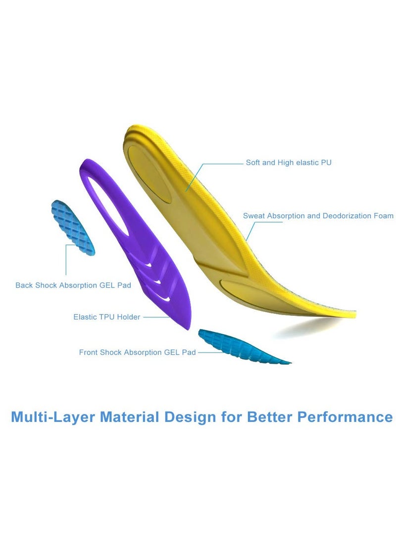 KASTWAVE Memory Foam Insoles, Comfortable Breathable, Shock Absorption Arch Support Insoles, High Elastic Athletic Running Hiking Insoles for Sneakers/Trainers/Boots (Men 38-42.5/ Women 37-42) - Image 4