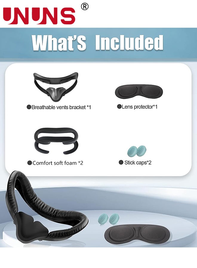 UNUNS Face Cushion Pad For Oculus Quest 2 Accessories,VR Fitness Facial Interface Bracket Cover With Lens Cover/Nose Pad/Shakes Stick Caps,Sweat Proof,PU Leather Foam Pad Replacement Parts  - Image 2