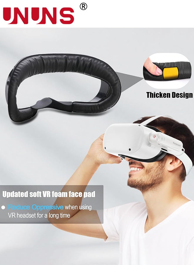 UNUNS Face Cushion Pad For Oculus Quest 2 Accessories,VR Fitness Facial Interface Bracket Cover With Lens Cover/Nose Pad/Shakes Stick Caps,Sweat Proof,PU Leather Foam Pad Replacement Parts  - Image 3