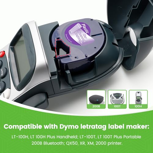 Label KINGDOM Compatible with DYMO Transparent LetraTag Label Maker Refills 16952 Clear Plastic Tape for Letra Tag LT-100H LT-100T QX50, 12mm x 4m, 5-Pack - Image 2