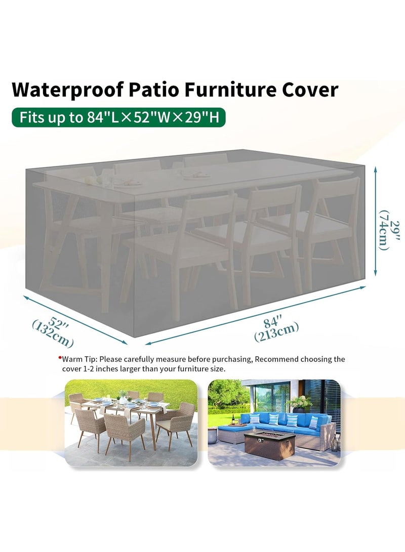 إيونتو غطاء أثاث فناء متين ومقاوم للماء - واقي طاولة وكرسي خارجي مستطيل الشكل من قماش أكسفورد 420D، غطاء مقاوم للأشعة فوق البنفسجية والغبار مع سدادة سلك برباط وحقيبة تخزين - فضي - Image 2