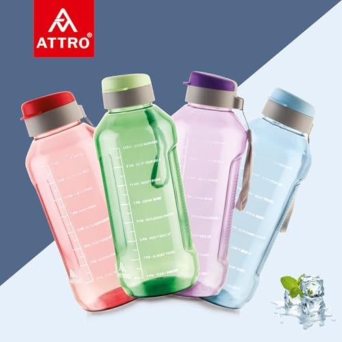ATTRO Ultra Pro 2 Motivational 2-Liter BPA-Free Water Bottle with Leak-Proof Flip-Top Cap, Nylon Strap and Stylish Blue Color for Daily Hydration - Image 4