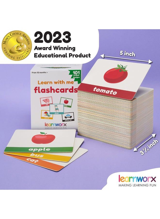learnworx بطاقات فلاش للأطفال LearnWorx 101 للأطفال من 1-3 سنوات | بطاقات فلاش الكلمات الأولى الحائزة على جوائز | ألعاب تعليمية تساعد على تعلم الأشياء، الأرقام واللعب - بطاقات فلاش كبيرة لتعلم الأطفال في مرحلة ما قبل المدرسة - Image 3