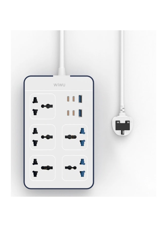 دبليو اي دبليو يو مشترك كهرباء WiWU Wi-S006 PS524 متعدد 11 في 1 بقدرة 20W GaN مع 4 USB-C و2 USB-A و5 منافذ AC – أسود - Image 1