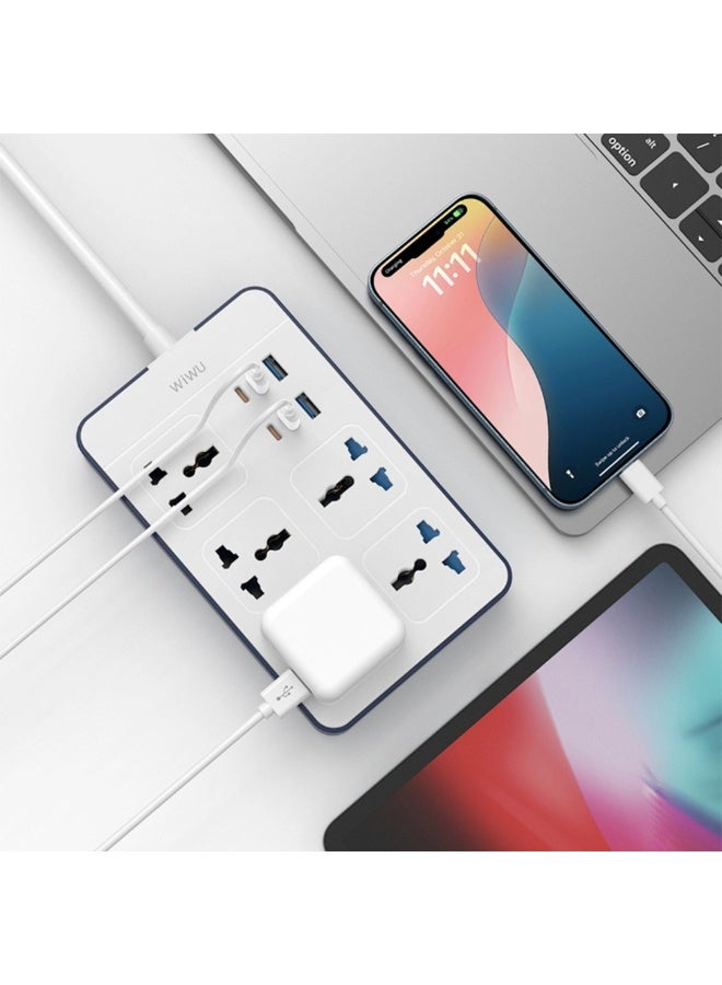 دبليو اي دبليو يو مشترك كهرباء WiWU Wi-S006 PS524 متعدد 11 في 1 بقدرة 20W GaN مع 4 USB-C و2 USB-A و5 منافذ AC – أسود - Image 3