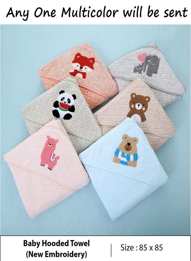 TERI BERI Baby Hooded Towel with Cartoon Embroidery – Soft Absorbent Cotton Bath Towel with Cute Hood for Newborns & Toddlers - 85 x 85 cm Pack of 1 (Multicolor) - Image 2