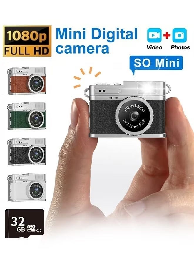 Generic Digital Camera 1080P Retro CCD Mini Cam with 0.96in Screen Indoor Outdoor Sports Portable Vintage Very Small Camcorder Video Cameras Recorder with 32GB Card, Black - Image 1