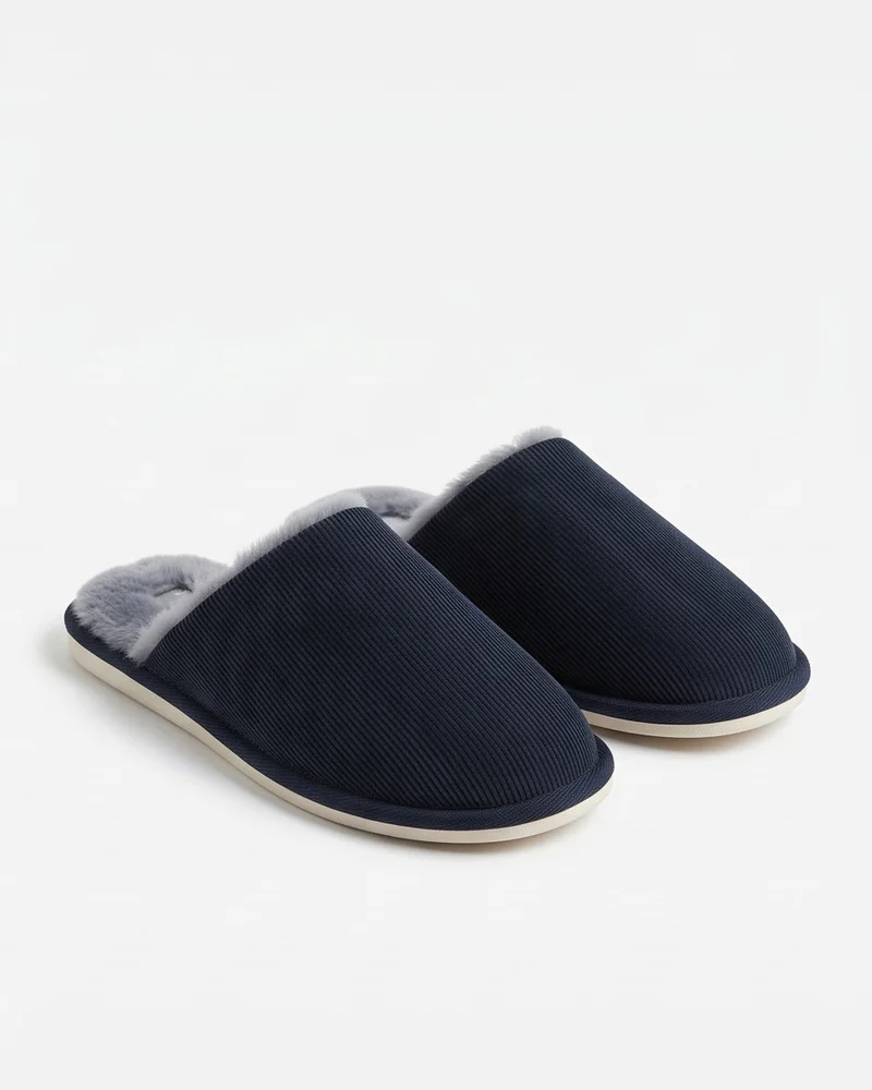 REDTAG Men Navy Textured Closed Toe Slippers