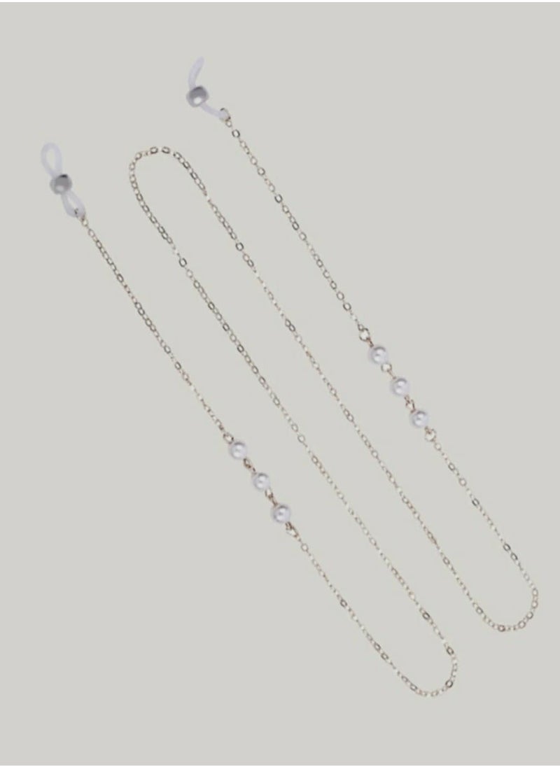 RA accessories A Beautiful Women Eyeglasses  Chain Of Off White Pearls -silver Chain 