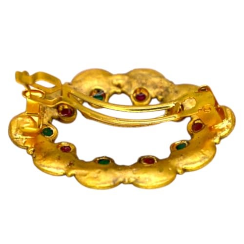 JWELLA Traditional Temple Design Gold-Plated Hair Barrette Clip (Round Shape Design) (Design 9) - Image 5