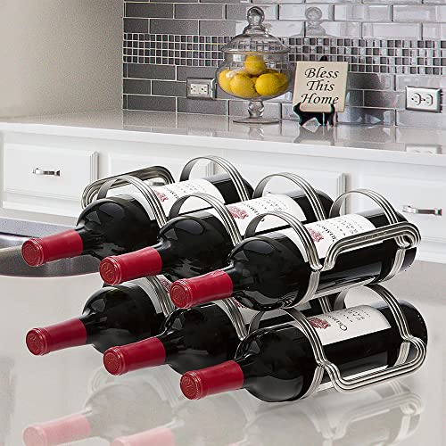 Mango Steam 6 Bottle Counter-top Wine Rack - Storage Organizer for Kitchen Countertops, Pantry, Fridge - (Silver) - Image 2