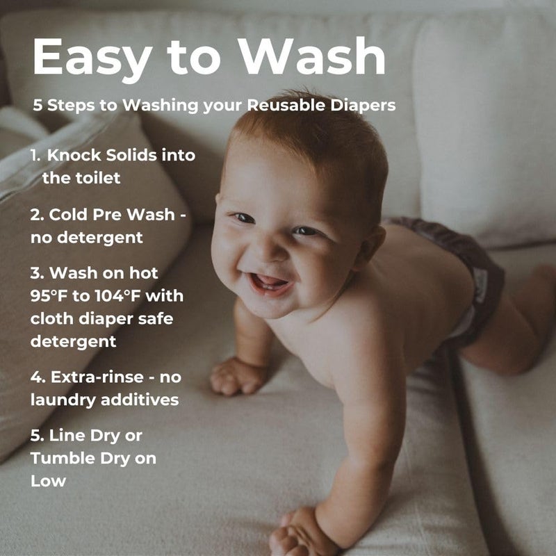 Nora's Nursery Cloth Pocket Diapers 4 Pack with 4 Inserts - Waterproof Cover, Washable, Reusable & One Size Adjustable Pocket Diapers for Newborns and Toddlers - Meadow - Image 4