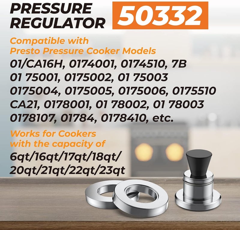 Pokin 50332 Pressure Canner Regulator 5-10-15lb Replacement for Presto,Pressure Cooker Parts Fit for Presto Models 0175001 0175510 0178107 0178410 6803571,Pressure Canner Parts for 18qt/20qt/21qt/22qt/23qt - Image 3