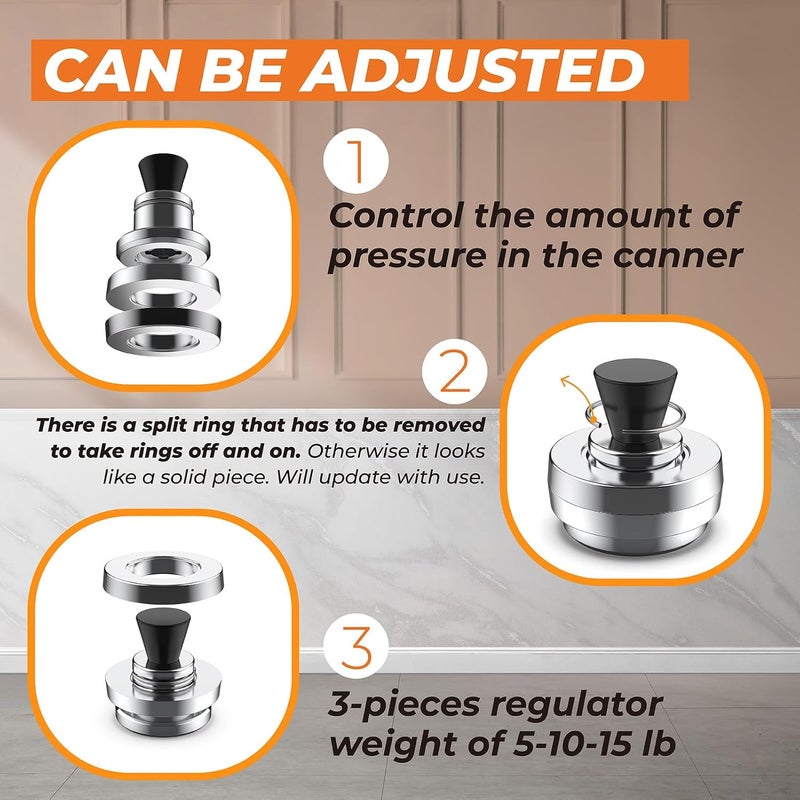 Pokin 50332 Pressure Canner Regulator 5-10-15lb Replacement for Presto,Pressure Cooker Parts Fit for Presto Models 0175001 0175510 0178107 0178410 6803571,Pressure Canner Parts for 18qt/20qt/21qt/22qt/23qt - Image 2