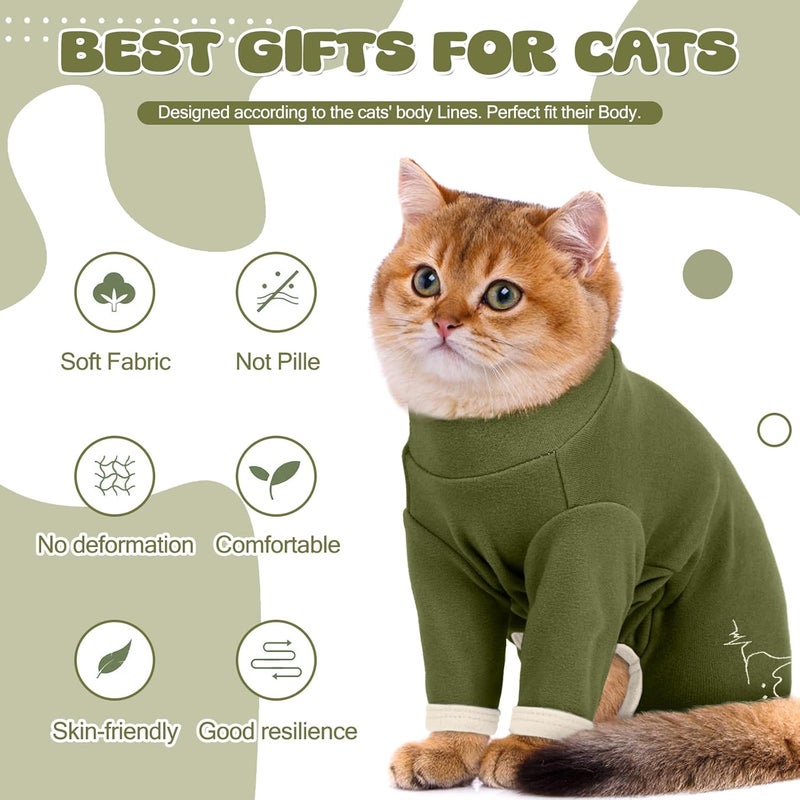 ADNIKIA Cat Pajamas for Cats Only, Sticky Hair Cat Clothes, Sphynx Hairless Cats Sweater, Recovery Suit After Surgery, Prevent Lost Hair Kitten Onesie Shirts Costumes Outfits for Pet - Image 2
