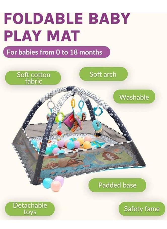 DURKU Baby Play Mat & Gym Set with 5 Detachable Toys for Stage-Based Sensory & Motor Skill Development, Baby Play Mats for Ball Pit (Gery) - Image 3
