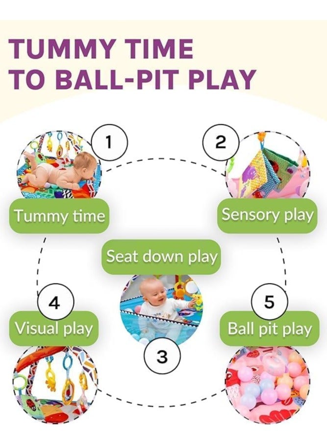 DURKU Baby Play Mat & Gym Set with 5 Detachable Toys for Stage-Based Sensory & Motor Skill Development, Baby Play Mats for Ball Pit (Gery) - Image 5