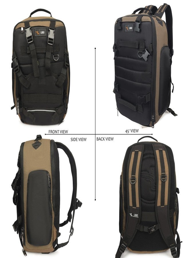 Ligo Water Resistant Hammer Travel Laptop Bag | Motorcycle Backpack Bag for Men | Riding Backpack for Men and Women (Beige) - Image 5