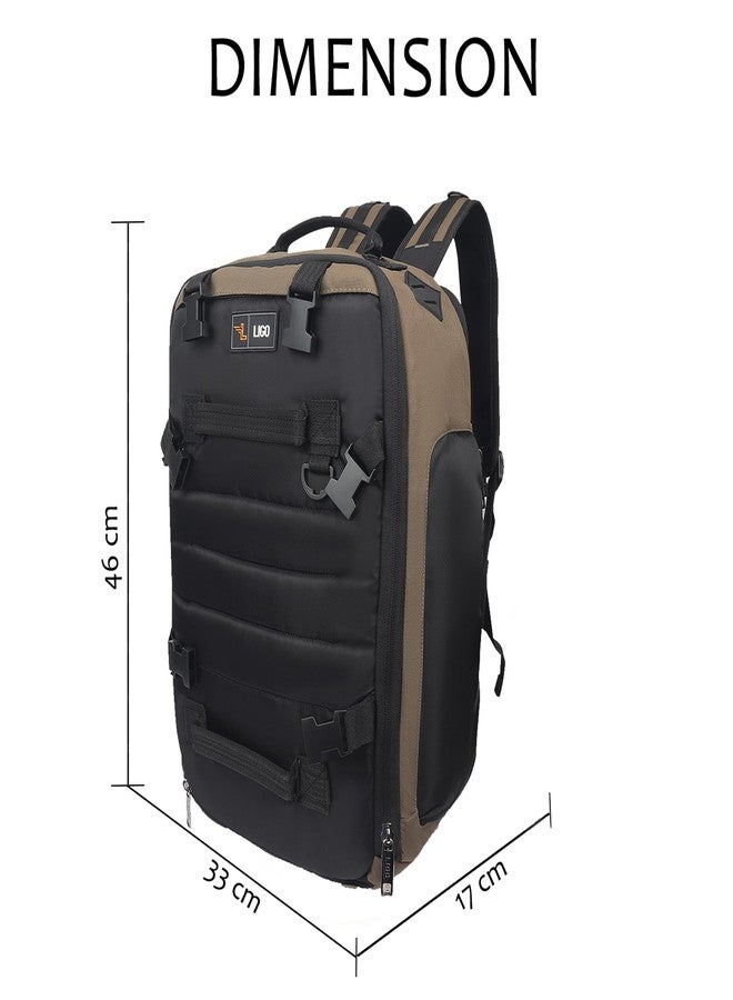 Ligo Water Resistant Hammer Travel Laptop Bag | Motorcycle Backpack Bag for Men | Riding Backpack for Men and Women (Beige) - Image 3