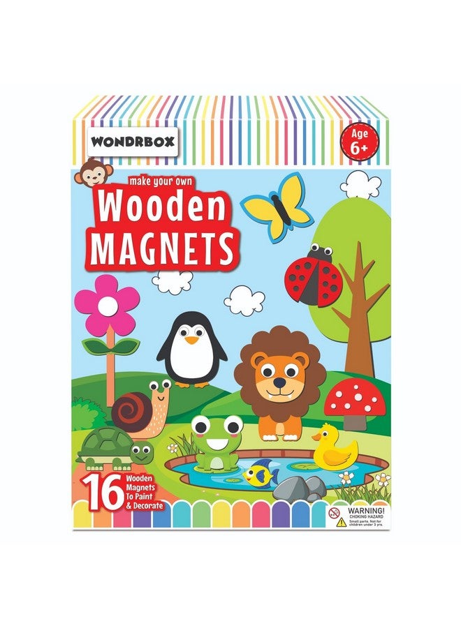 WONDRBOX Wooden Magnets Kit | Art and Craft Kit for Boys and Girls 6-12 | Make 16 Fridge Magnets | Coloring & Painting Kit | Toys for Kids | Birthday Gifts for Boys and Girls Age 6 7 8 9 10 11 12 - Image 1