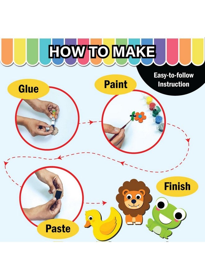 WONDRBOX Wooden Magnets Kit | Art and Craft Kit for Boys and Girls 6-12 | Make 16 Fridge Magnets | Coloring & Painting Kit | Toys for Kids | Birthday Gifts for Boys and Girls Age 6 7 8 9 10 11 12 - Image 3