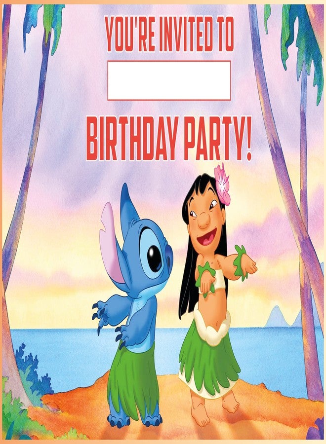 NATURAL BEHAVIOUR 20x Lilo And Stitch Birthday Invitations and Envelopes - Fill-in Happy Birthday Party Invitations for Kids, 6X4 Inches, Postcard Style - Image 2