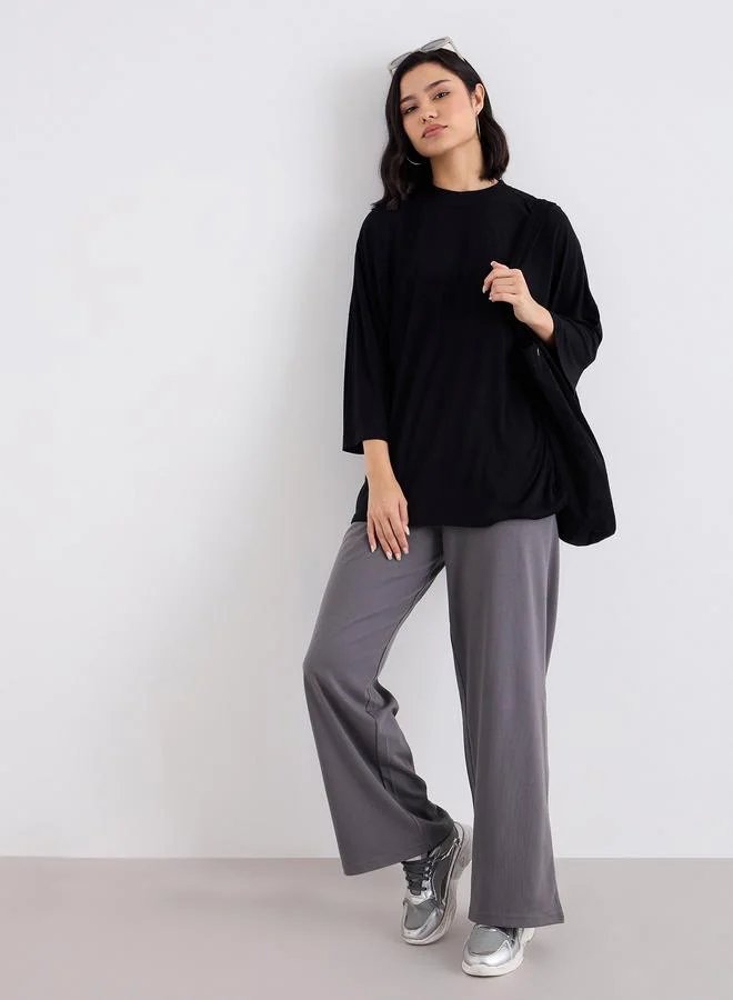 Styli Styli Charcoal Wide leg Joggers with Drawstring