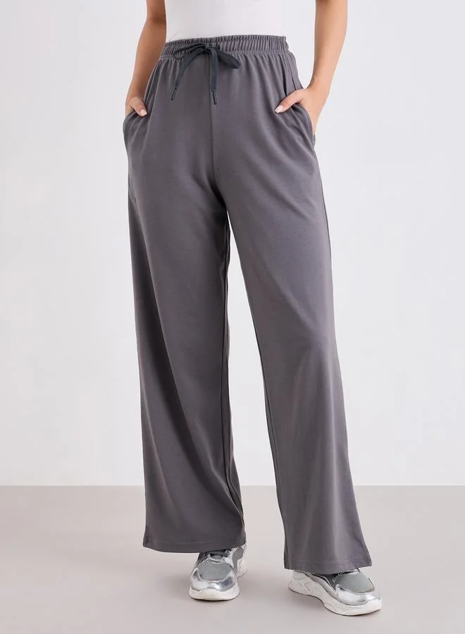 Styli Styli Charcoal Wide leg Joggers with Drawstring