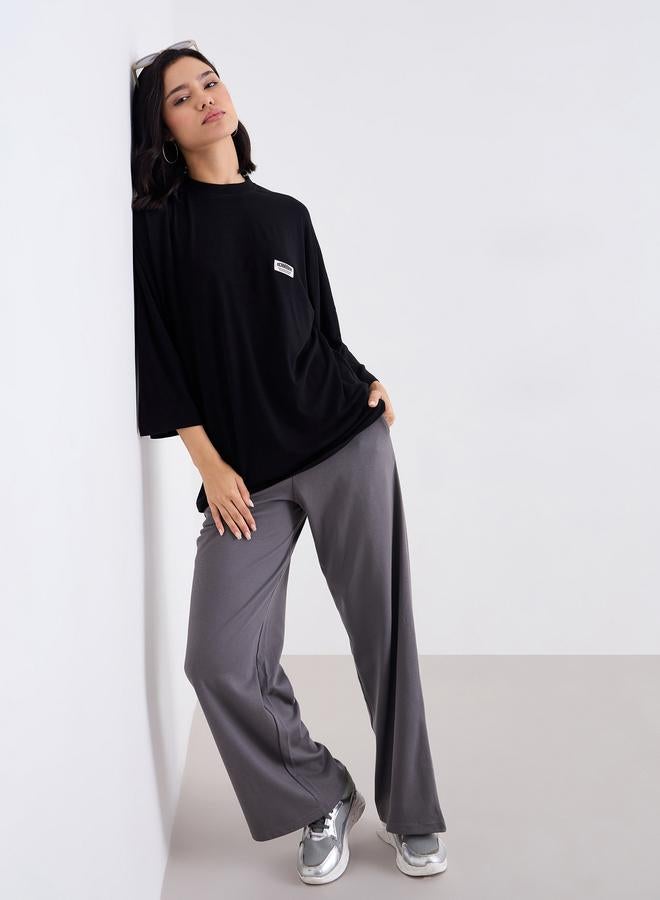 Styli Charcoal Wide leg Joggers with Drawstring - Image 5