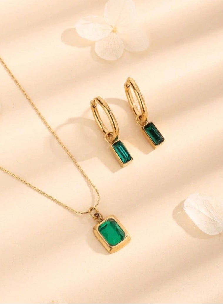 Elegant Stainless Steel Gold Plated Necklace u0026 Earrings Jewellery Set For Women  - Image 1