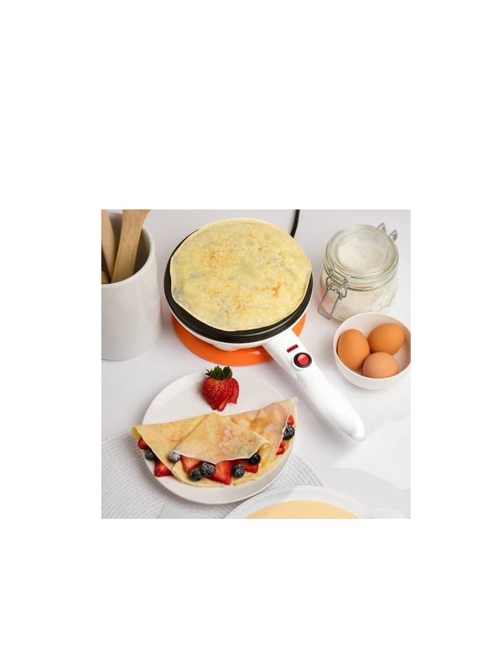 Generic - An electric device for making crepes or pancakes. It features a simple and lightweight design with a non-stick cooking surface that allows for easy and quick preparation of crepes. It is used by heating the surface and placing the mixture on it to make even and fluffy crepes. - Image 1