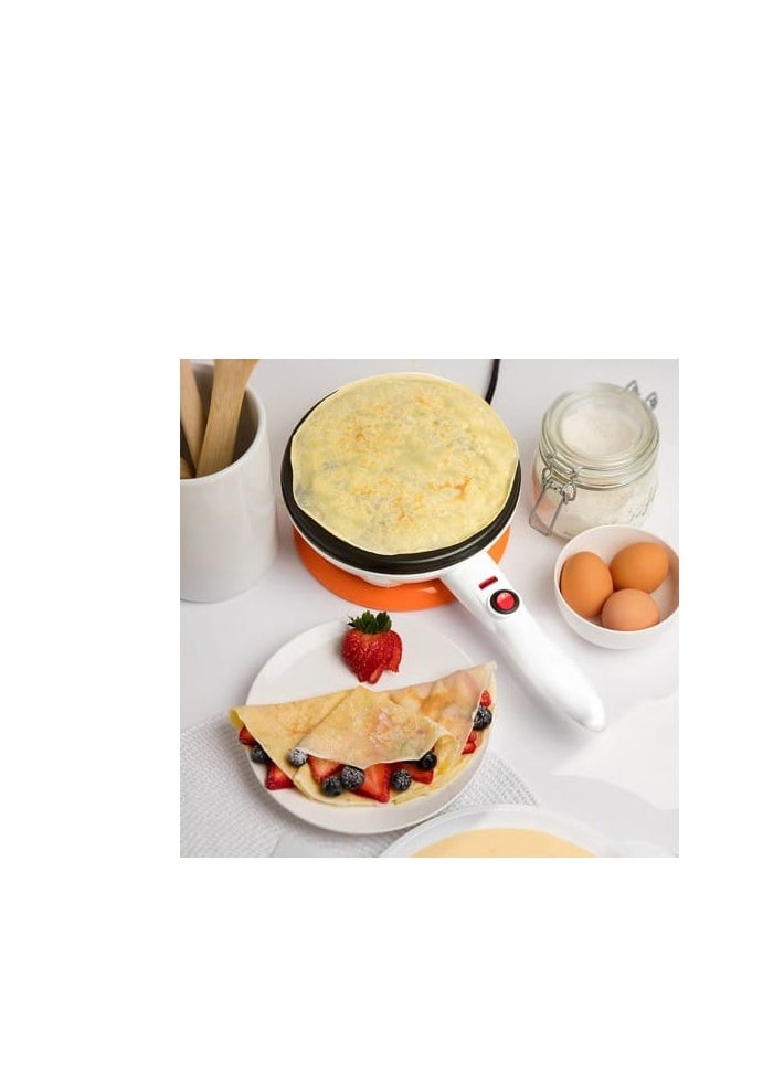 Generic - An electric device for making crepes or pancakes. It features a simple and lightweight design with a non-stick cooking surface that allows for easy and quick preparation of crepes. It is used by heating the surface and placing the mixture on it to make even and fluffy crepes. - Image 1