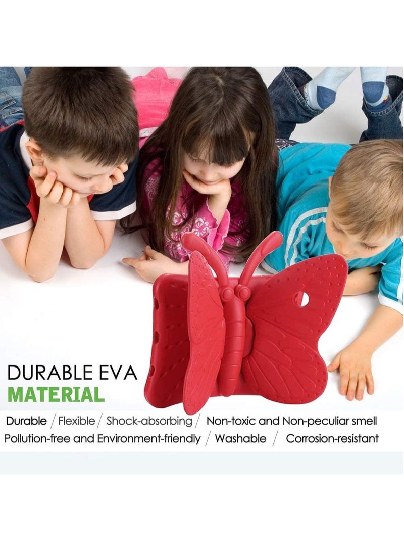 ELTRAZONE حافظة آيباد الجيل السادس للأطفال، حافظة آيباد 9.7 بوصة، خفيفة الوزن، واقية من الصدمات، غلاف حامل من رغوة EVA لحماية جهاز آيباد من أبل آيباد إير/إير 2 آيباد 9.7 2017/2018 - فراشة لطيفة، حمراء - Image 5