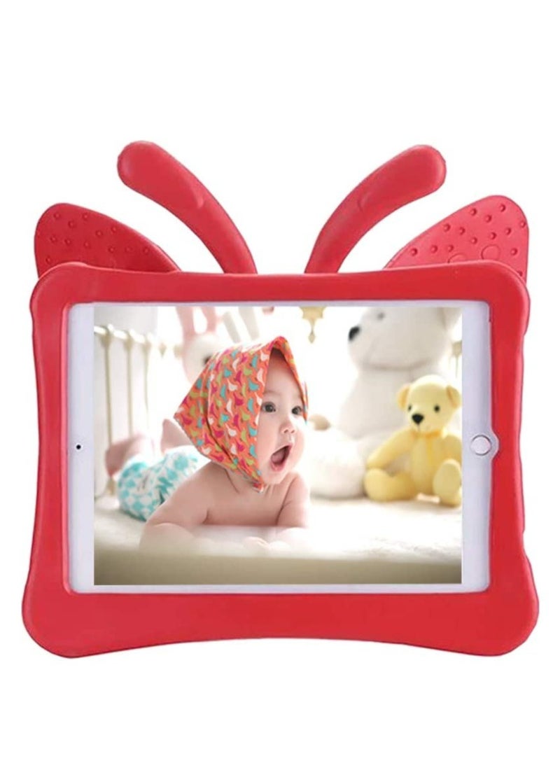 ELTRAZONE حافظة آيباد الجيل السادس للأطفال، حافظة آيباد 9.7 بوصة، خفيفة الوزن، واقية من الصدمات، غلاف حامل من رغوة EVA لحماية جهاز آيباد من أبل آيباد إير/إير 2 آيباد 9.7 2017/2018 - فراشة لطيفة، حمراء - Image 3