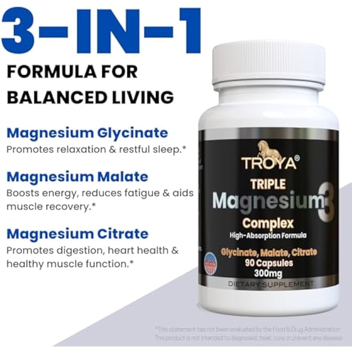 Troya Triple Complex Magnesium – Fast-Acting Magnesium Complex with Glycinate, Citrate & Malate for Relaxation, Sleep & Well-Being – Natural Formula, Non-GMO Capsules (300mg) - Image 2