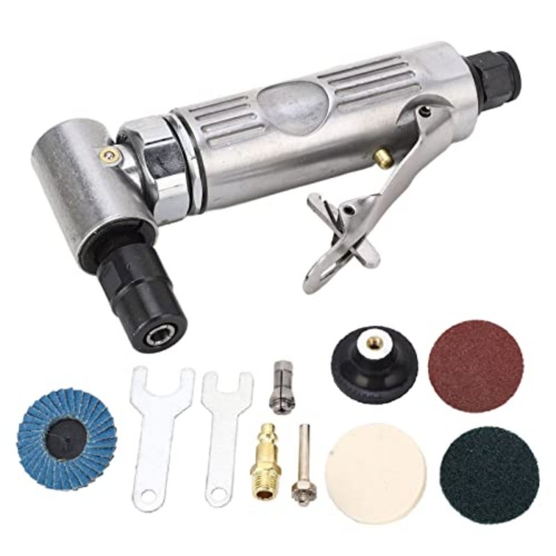 Right Angle Die Grinder, Pneumatic Grinder Set Security Switch 1/4 1/8 Chuck Motor Adjustable Speed for Deburring Polishing - Image 4