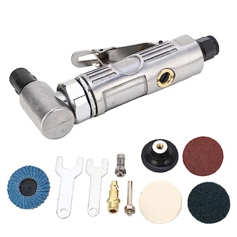 Right Angle Die Grinder, Pneumatic Grinder Set Security Switch 1/4 1/8 Chuck Motor Adjustable Speed for Deburring Polishing - Image 3