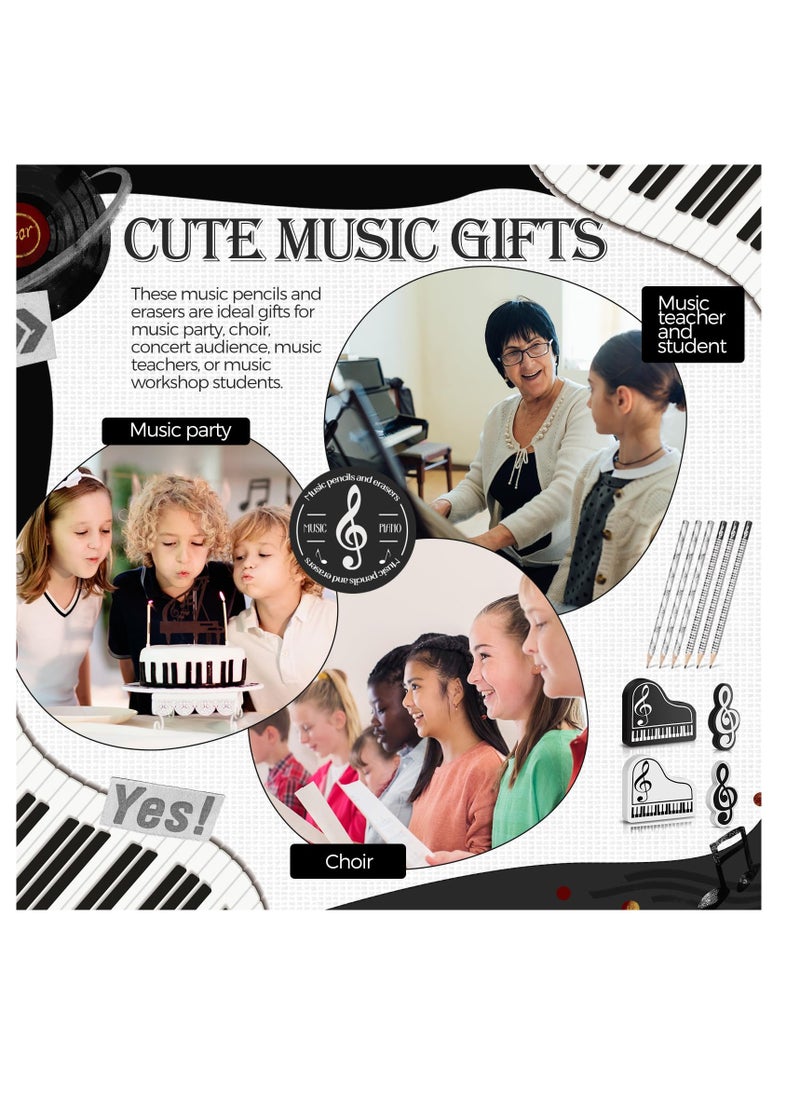 SYOSI Pencils, 24 Pcs Music Note Pencil with Music Themed, School And Office Supplies Pencils, Wood Pencils, Bulk Keyboard Fun Pencils Erasers, for Piano Students Teachers Party Favors Classroom Supplies  - Image 5