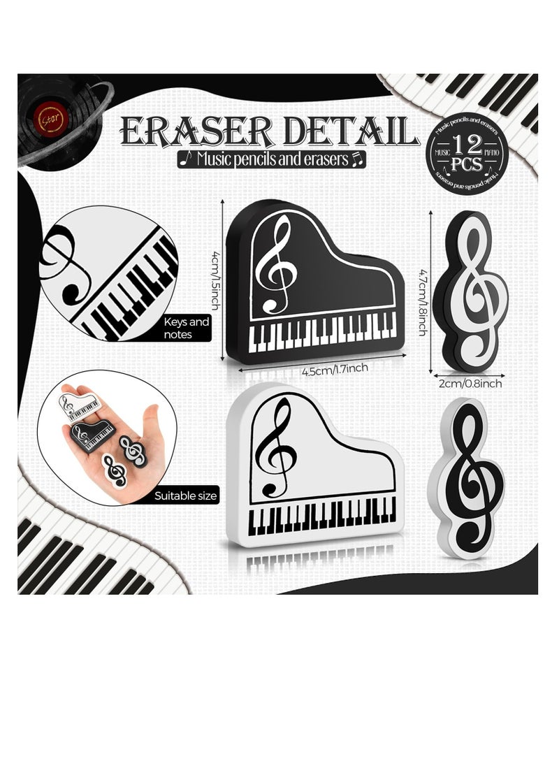 SYOSI Pencils, 24 Pcs Music Note Pencil with Music Themed, School And Office Supplies Pencils, Wood Pencils, Bulk Keyboard Fun Pencils Erasers, for Piano Students Teachers Party Favors Classroom Supplies  - Image 3
