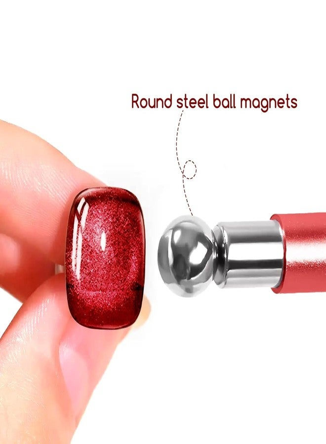 ضربات THR3E مغناطيس THR3E STROKES Essentials Cat Eye للأظافر، مغناطيس مزدوج الرأس، مغناطيس قوي للأظافر على شكل عين القطة مع خرزة مغناطيسية دائرية، مغناطيس متعدد الوظائف لطلاء جل عين القطة، اصنعها بنفسك في المنزل (مغناطيس كروي) (أحمر) - Image 4