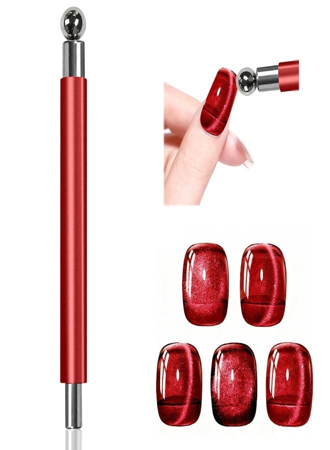 ضربات THR3E مغناطيس THR3E STROKES Essentials Cat Eye للأظافر، مغناطيس مزدوج الرأس، مغناطيس قوي للأظافر على شكل عين القطة مع خرزة مغناطيسية دائرية، مغناطيس متعدد الوظائف لطلاء جل عين القطة، اصنعها بنفسك في المنزل (مغناطيس كروي) (أحمر) - Image 1