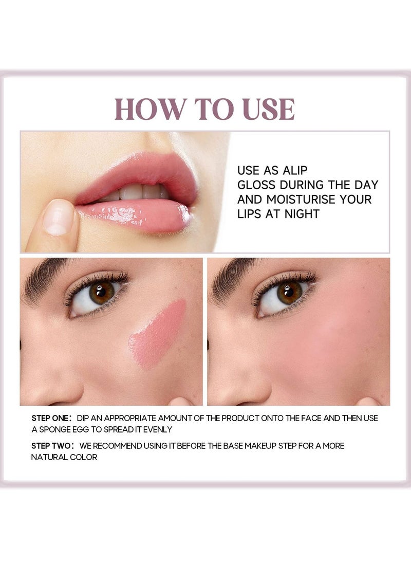 SYOSI Color Changing Blusher for Cheek & Lip, Color Changing & Clear Blusher Multi-Use Moisturizing Lightweight Long Lasting Blush Natural Glossy Finish Makeup (Transparent Red) - Image 5