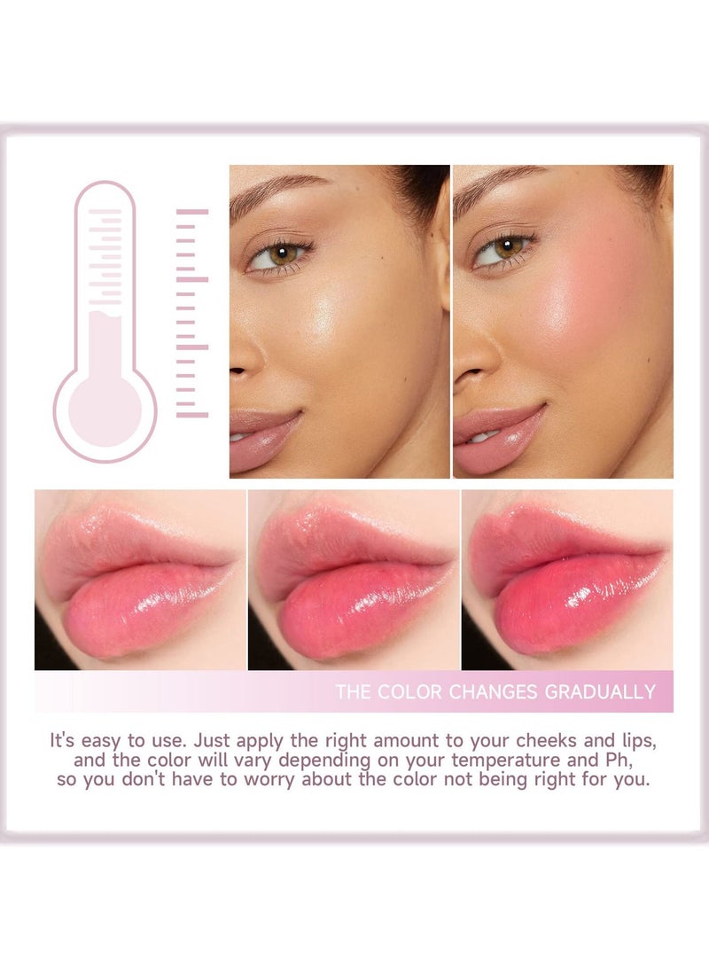 SYOSI Color Changing Blusher for Cheek & Lip, Color Changing & Clear Blusher Multi-Use Moisturizing Lightweight Long Lasting Blush Natural Glossy Finish Makeup (Transparent Red) - Image 3