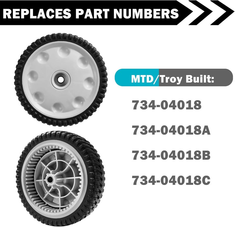 Sutmorly 734-04018 Front Drive Wheels Fit for Troy Bilt TB240 Mower- 8" Lawn Mower Wheels Tires for Troy Bilt Tuff Cut 210 230 Craftsman MTD Self Propelled Mower 12AV569Q597, Set of 2 - Image 3