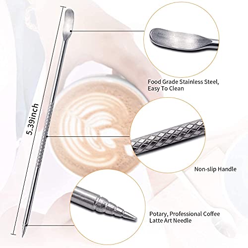 NewGF Milk Frothing Pitchers-12oz/350ML Stainless Steel Steaming Pitchers, Scale Coffee/Milk/Cappuccino/Latte Art Barista Steam Pitchers, Milk Jug Cup with Decorating Pen-Silver - Image 3